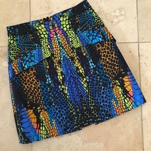 Alexander McQueen HOT Crocodile Skirt 8 mini neon